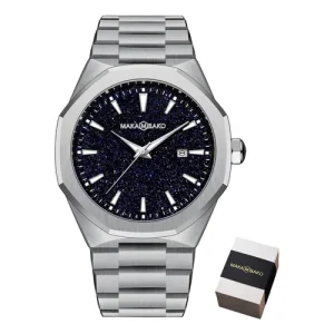 Reloj Hombre Makambako Plata/Negro Brillante