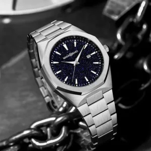 Reloj Hombre Makambako Plata/Negro Brillante